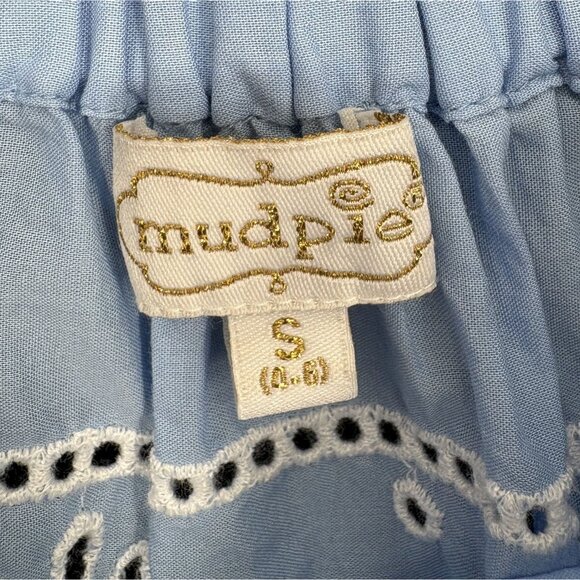 Mudpie Women's Eyelet Off-Shoulder Bohemian Top Size S Blue Boho Feminine - Picture 3 of 7